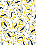 Abstract Yellow Blue Organic Swirls Rug