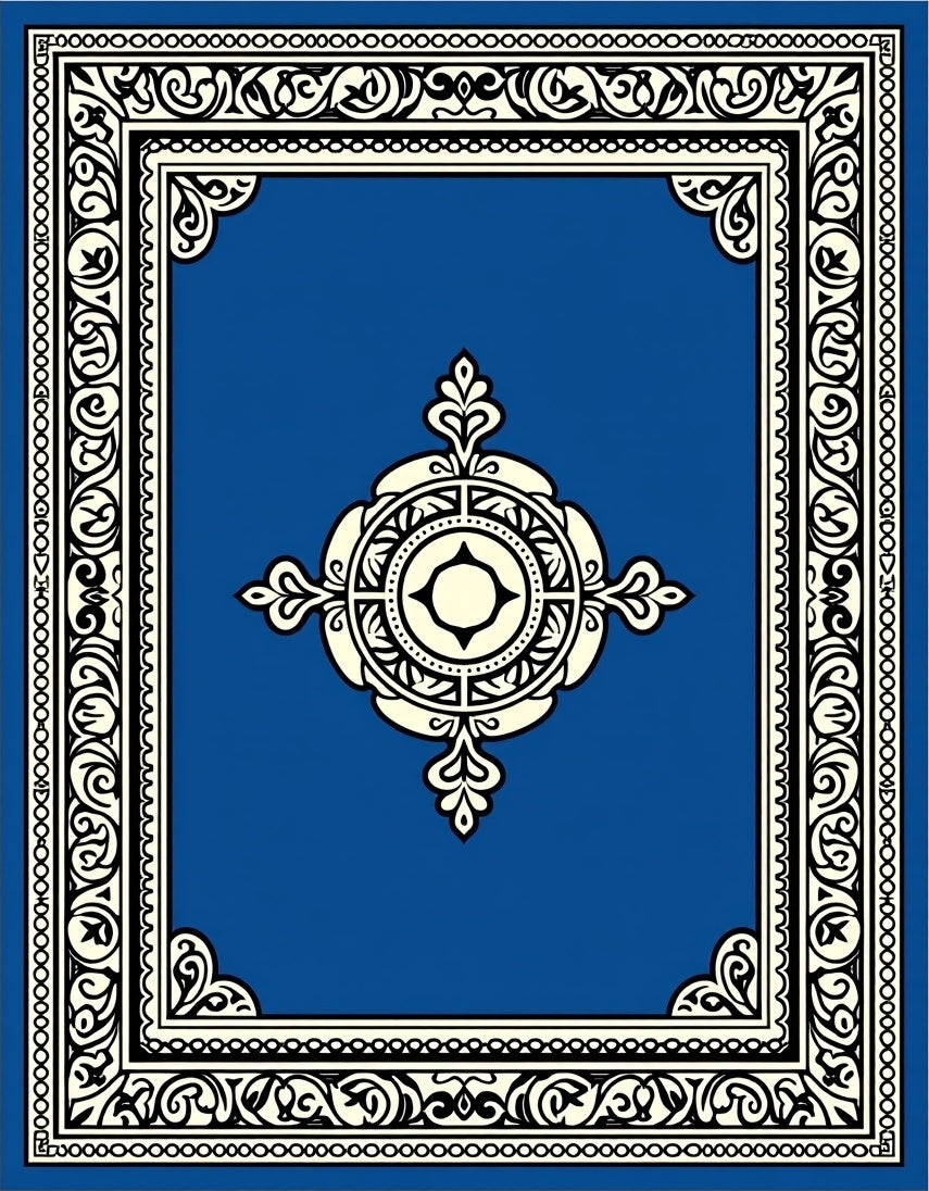 Royal Blue Traditional Medallion Border Rug