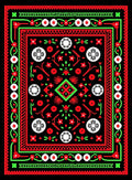 Bold Red Green Folk Mandala Rug