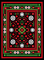 Bold Red Green Folk Mandala Rug