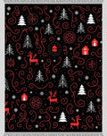 Red White Reindeer Christmas Trees Rug