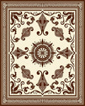 Brown Cream Damask Floral Medallion Rug