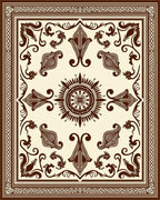 Brown Cream Damask Floral Medallion Rug