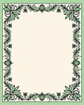 Elegant Green Leaf Border Artwork Rug