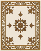 Ornate Brown Floral Medallion Rug