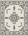 Classic Black Ivory Medallion Scroll Rug