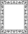 Ornate Black Floral Scrollwork Frame Rug