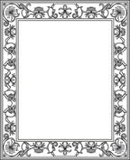 Ornate Black Floral Scrollwork Frame Rug
