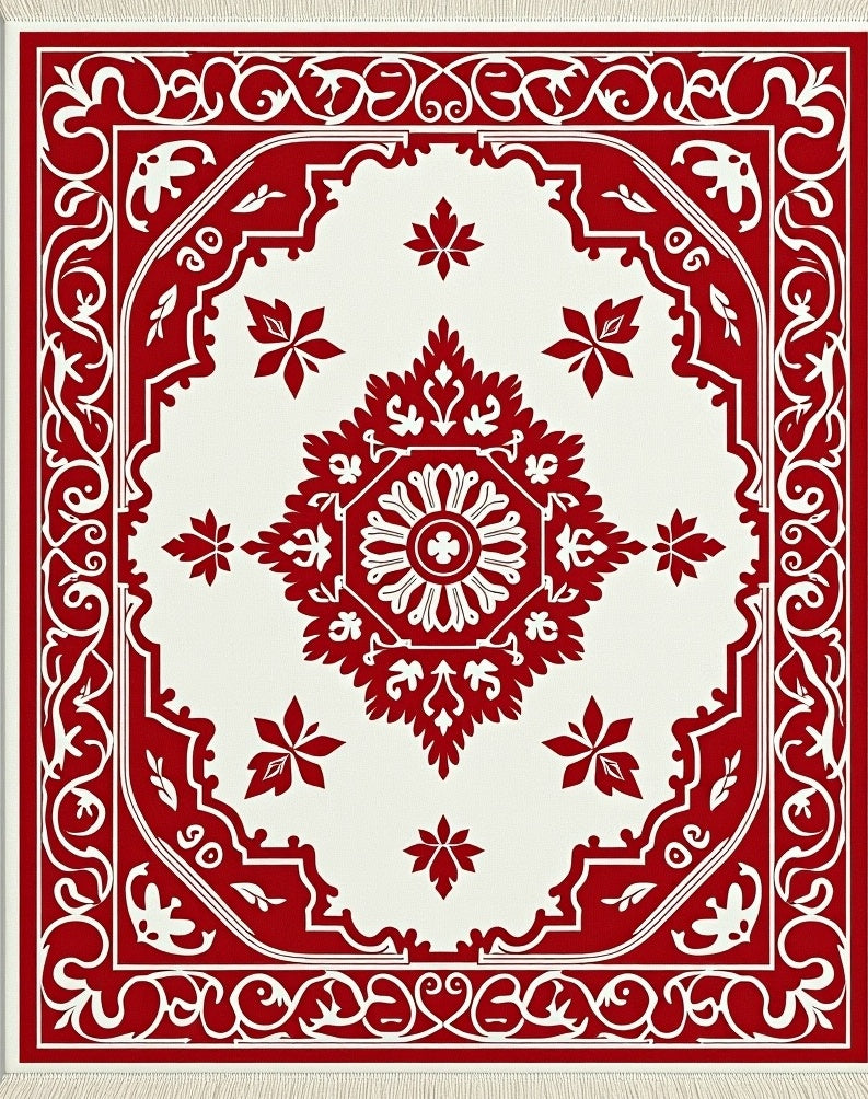 Classic Red Floral Medallion Rug