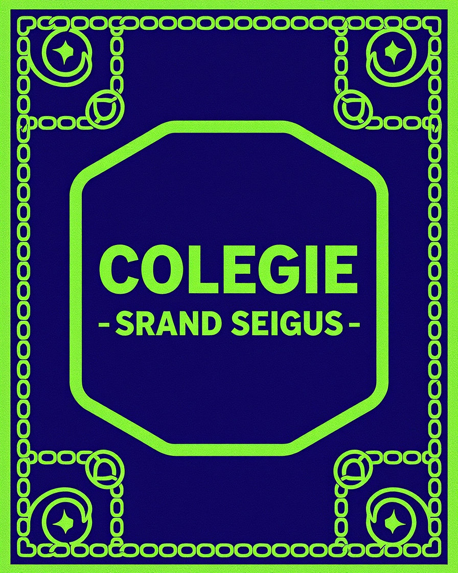Neon Blue Chain Starburst Octagon Rug