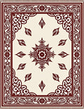 Maroon Symmetry Leaf Corner Rug