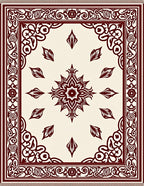 Maroon Symmetry Leaf Corner Rug