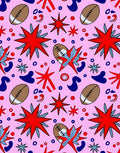 Pink Football Stars Abstract Collage Rug