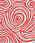 Red Aqua Swirl Abstract Ripples Rug