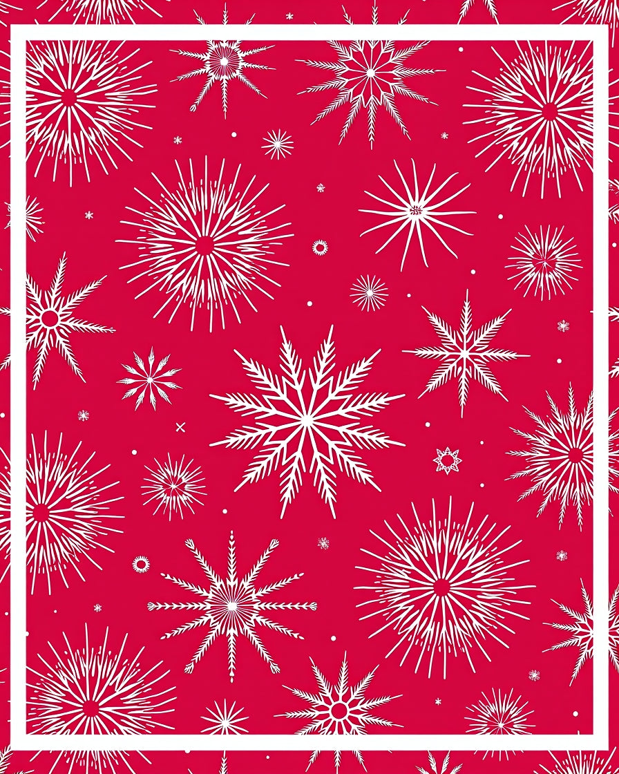 Festive Red White Snowflake Collage Rug