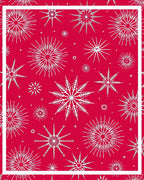 Festive Red White Snowflake Collage Rug