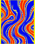 Bold Red Blue Curving Tentacles Rug