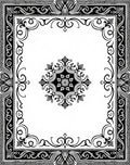 Ornate Black and White Scroll Medallion Rug