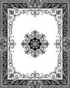 Ornate Black and White Scroll Medallion Rug
