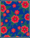Vibrant Red Floral Foliage Medley Rug