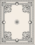 Intricate Black Cream Floral Medallion Border Rug