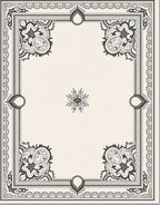 Intricate Black Cream Floral Medallion Border Rug