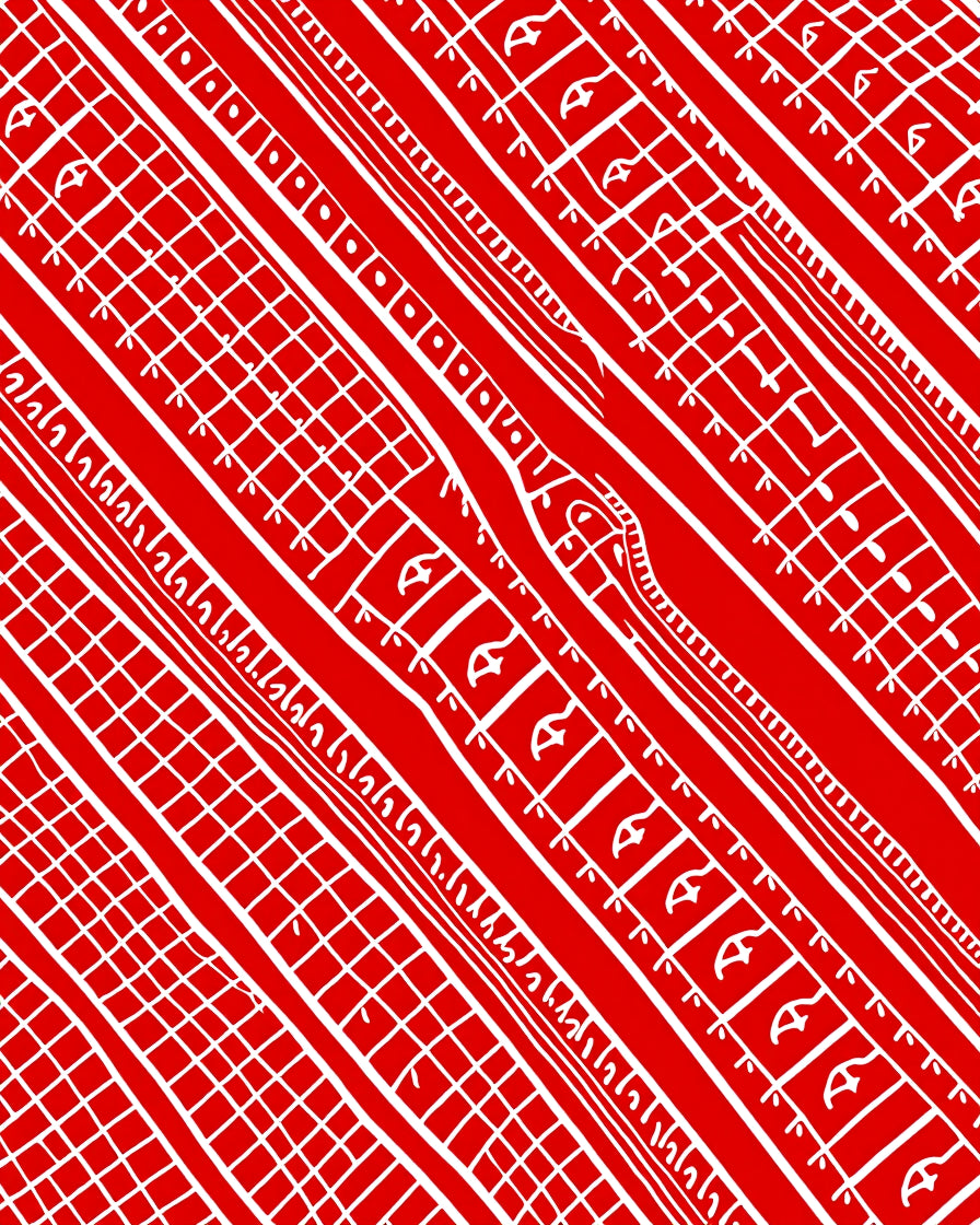 Crimson White Linear Abstract Diagonal Rug