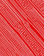 Crimson White Linear Abstract Diagonal Rug