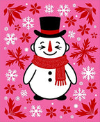 Festive Snowman Pink Snowflake Garden Rug