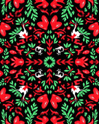 Bold Red Green Woodland Creature Medallion Rug