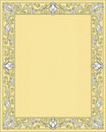 Cream Yellow Floral Swirl Border Rug