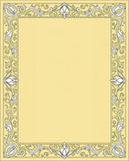 Cream Yellow Floral Swirl Border Rug