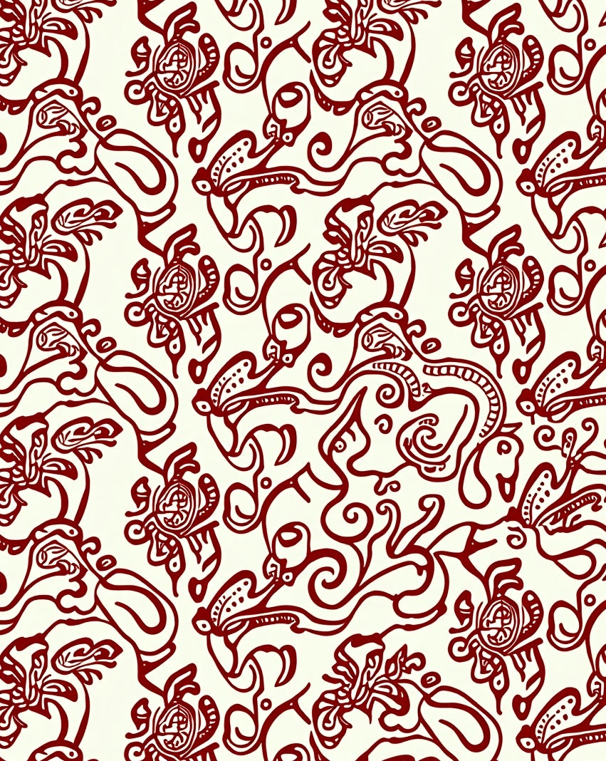 Crimson And Cream Organic Swirl Rug
