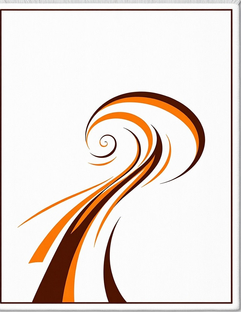Brown Orange Swirl Flow Rug