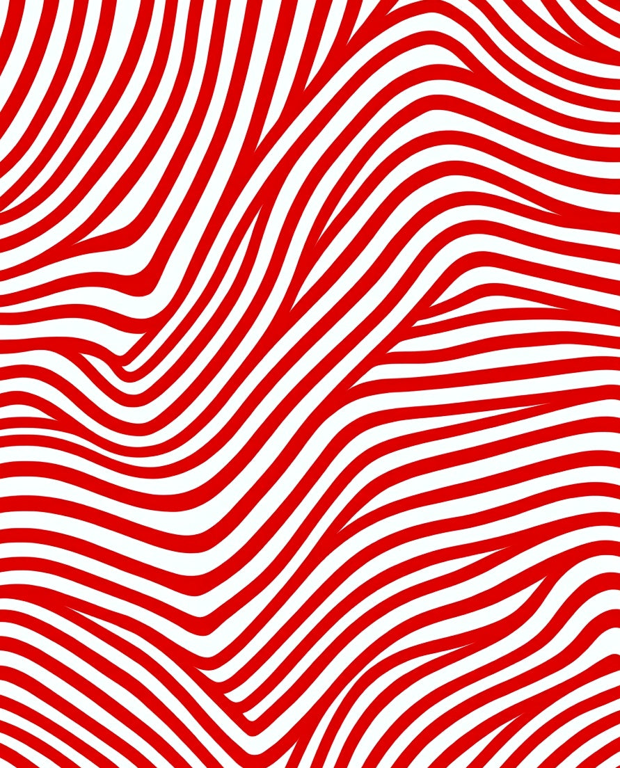 Bold Red Abstract Wavy Lines Rug
