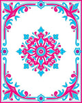 Vibrant Pink Turquoise Medallion Border Rug