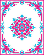 Vibrant Pink Turquoise Medallion Border Rug