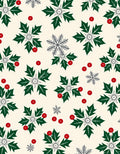 Cream Holly Berry Snowflake Collage Rug