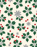 Cream Holly Berry Snowflake Collage Rug