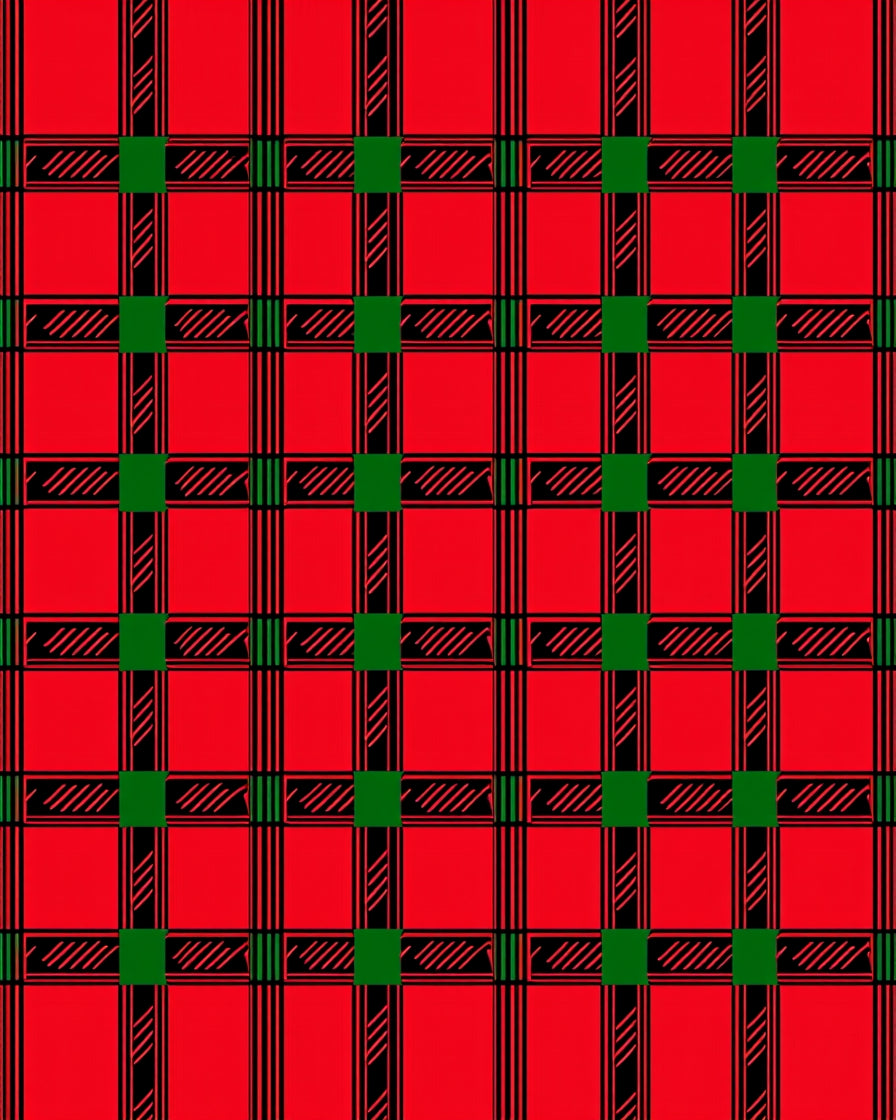 Classic Red Green Plaid Squares Rug