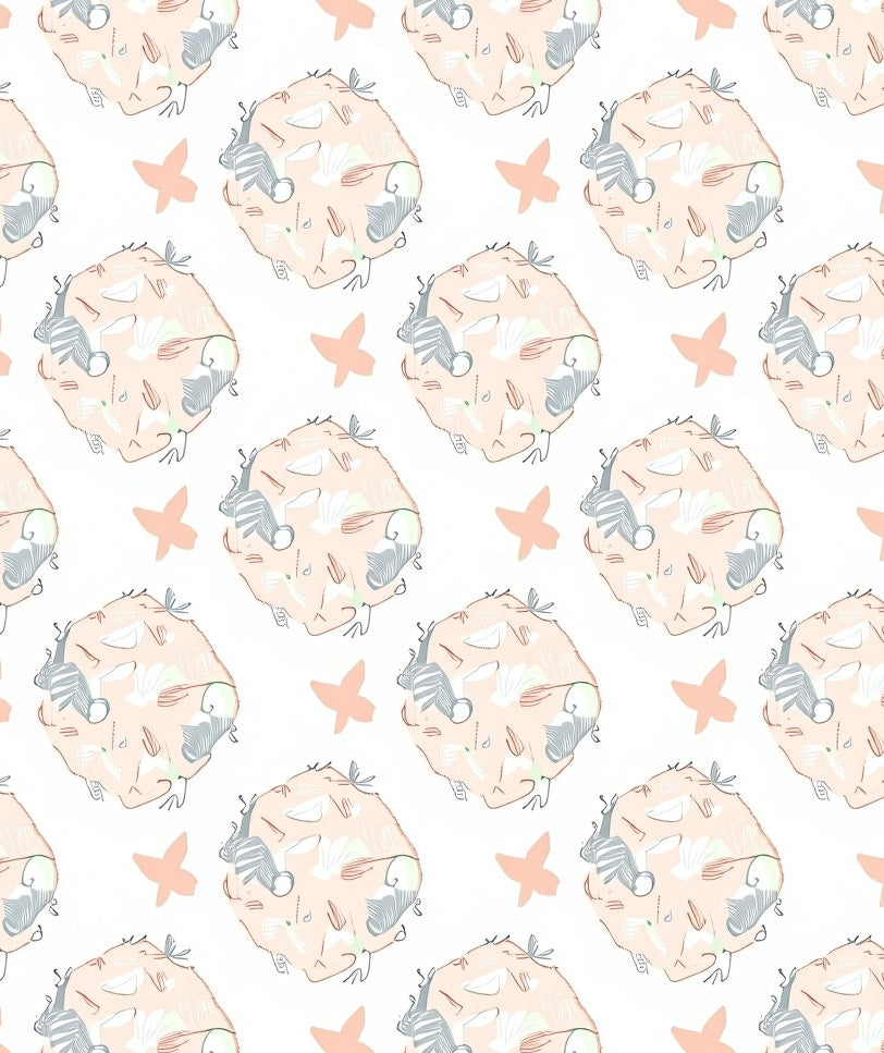Peach Seashell Abstract Scattered Design Rug