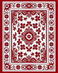 Crimson White Floral Border Medallion Rug