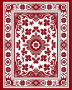 Crimson White Floral Border Medallion Rug