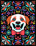 Joyful Dog With Floral Surroundings Rug
