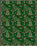 Green Holiday Christmas Tree Stars Rug