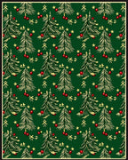 Green Holiday Christmas Tree Stars Rug