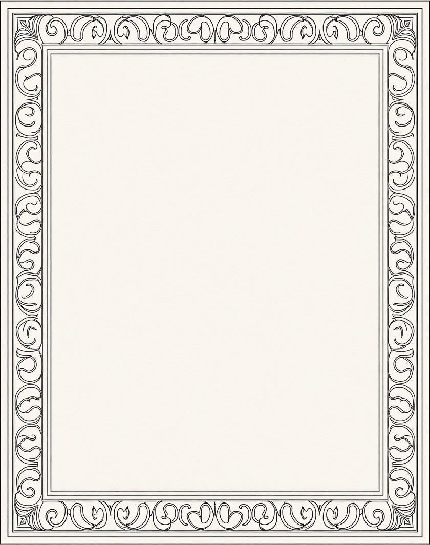 Classic Black Ivory Scroll Border Rug