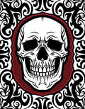 Black Crimson Skull Ornate Rug