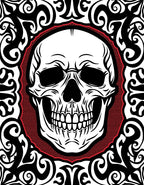 Black Crimson Skull Ornate Rug