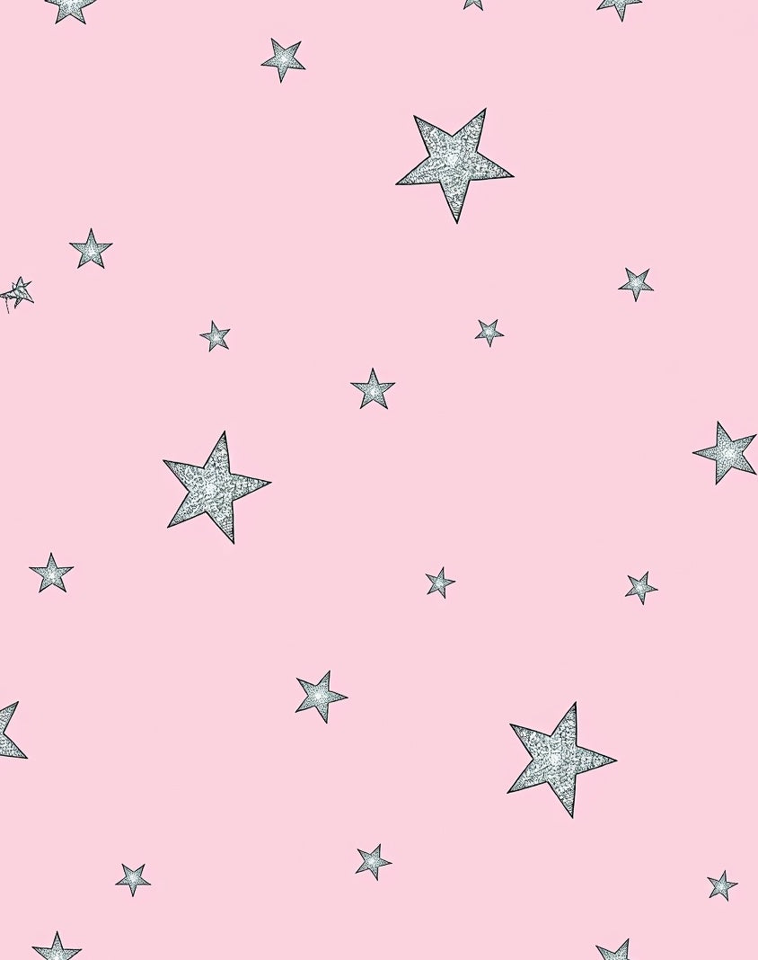 Pink Glitter Stars Scattered Accent Rug